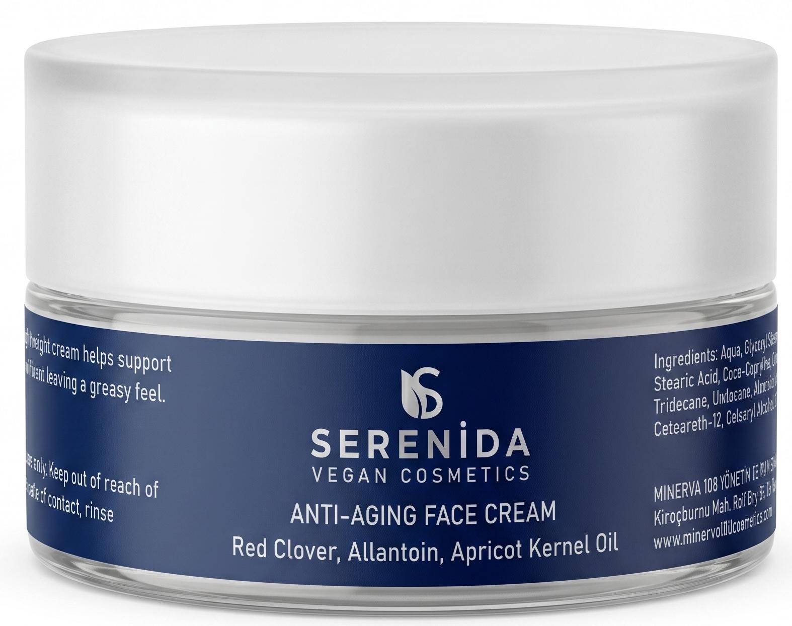 Serenida Anti-Aging Face Cream, Vegan Lightweight Moisturizer with Red Clover (50ml)