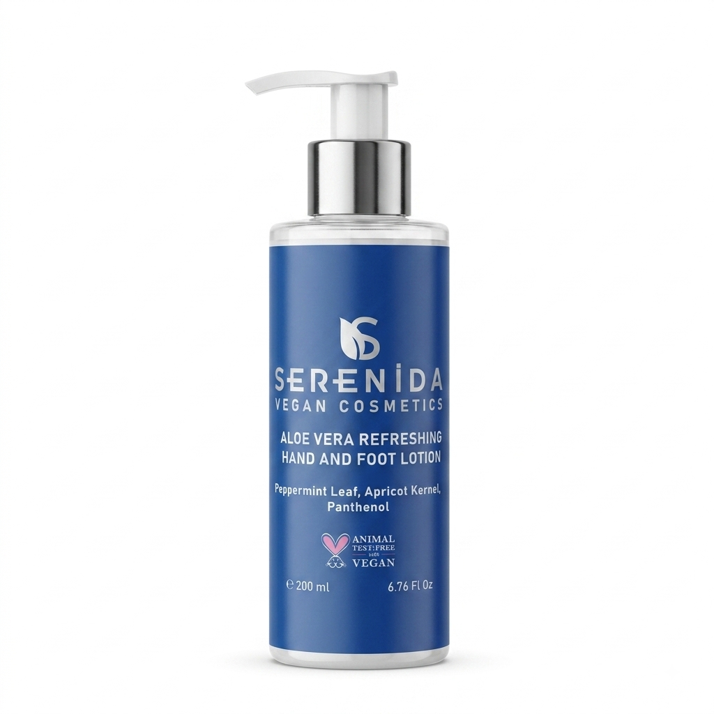 Serenida Lozione Rinfrescante Mani e Piedi all'Aloe Vera, Cura Vegana Rinfrescante alla Menta (200ml)