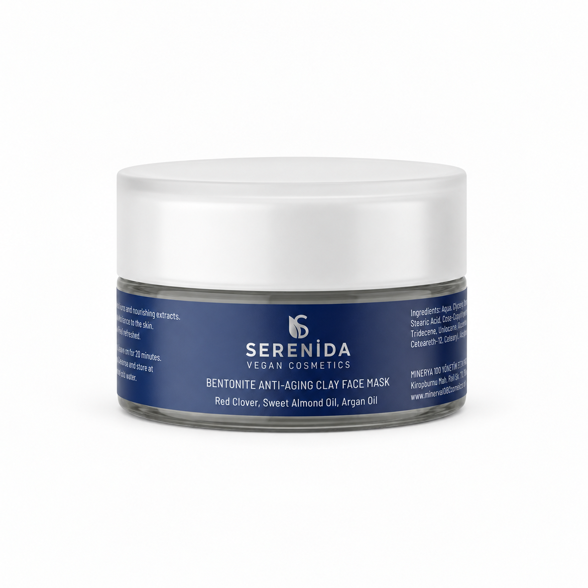 Serenida Maschera Viso all'Argilla Bentonite, Vegana Anti-Età Purificante, Trifoglio Rosso e Olio di Argan