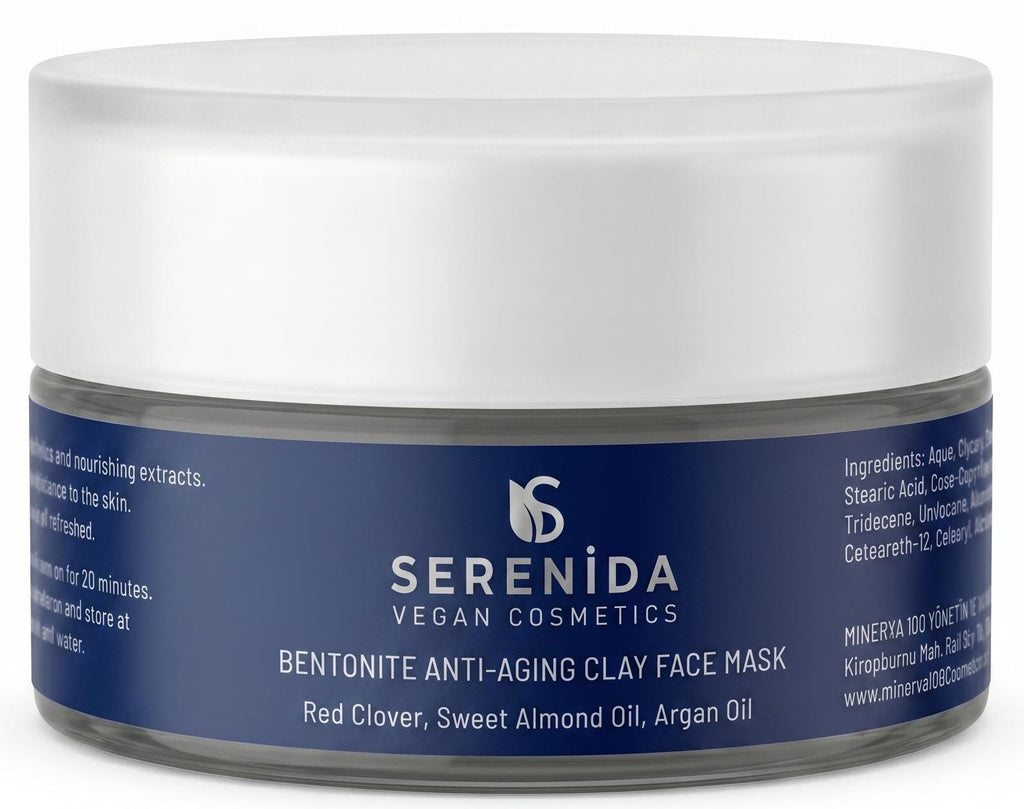 Serenida Bentonite Clay Face Mask, Vegan Anti-Aging Purifying, Red Clover, Argan Oil