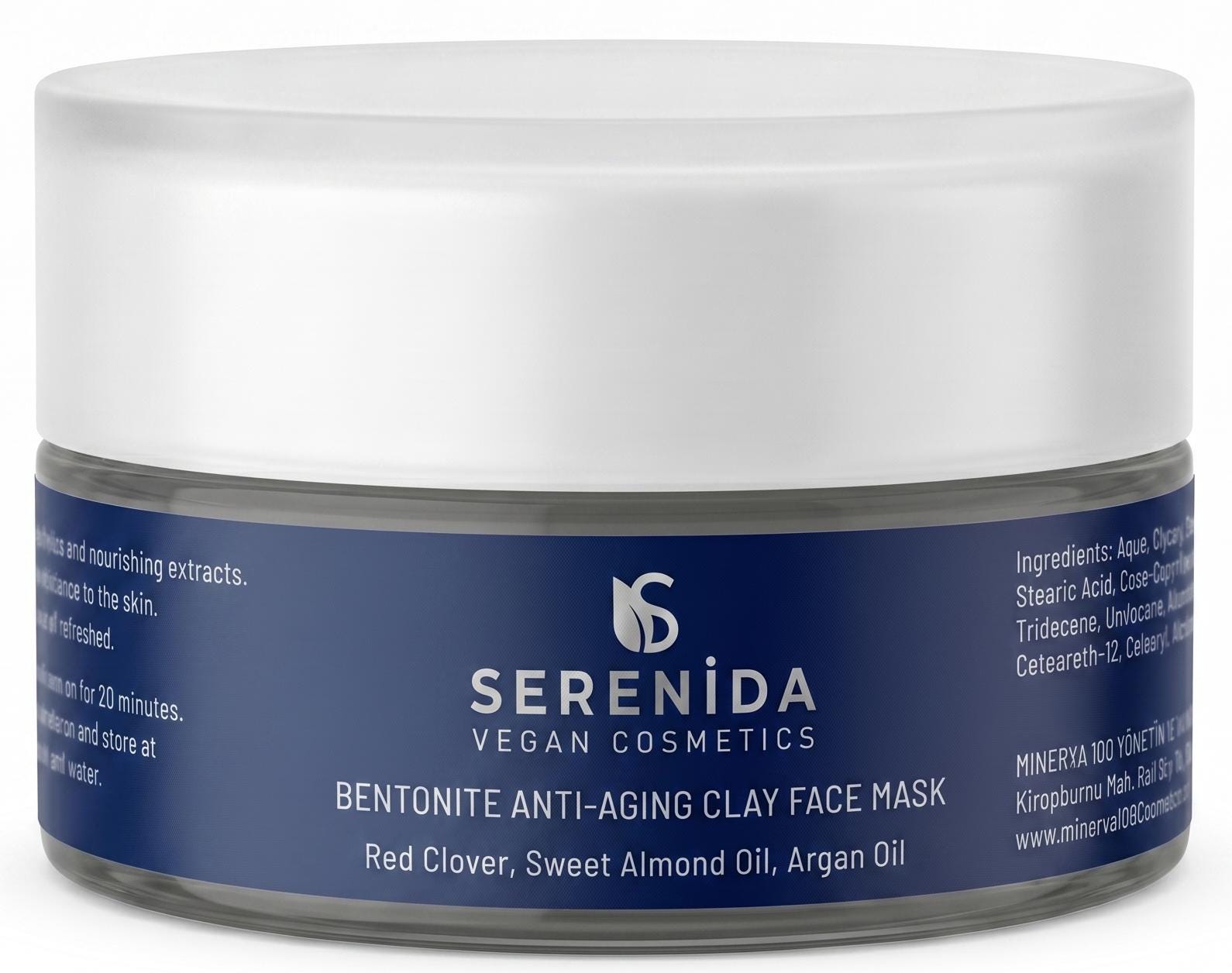 Serenida Bentonite Clay Face Mask, Vegan Anti-Aging Purifying, Red Clover, Argan Oil