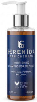Serenida Nourishing Shampoo for Dry Hair, Vegan Hydrating Lemongrass Panthenol Red Clover