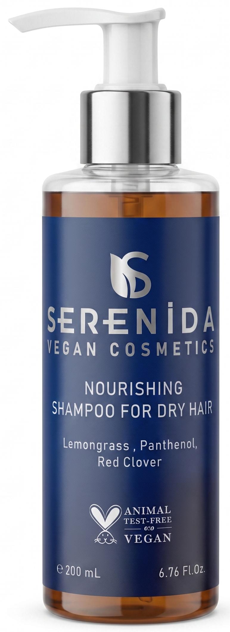 Serenida Nourishing Shampoo for Dry Hair, Vegan Hydrating Lemongrass Panthenol Red Clover