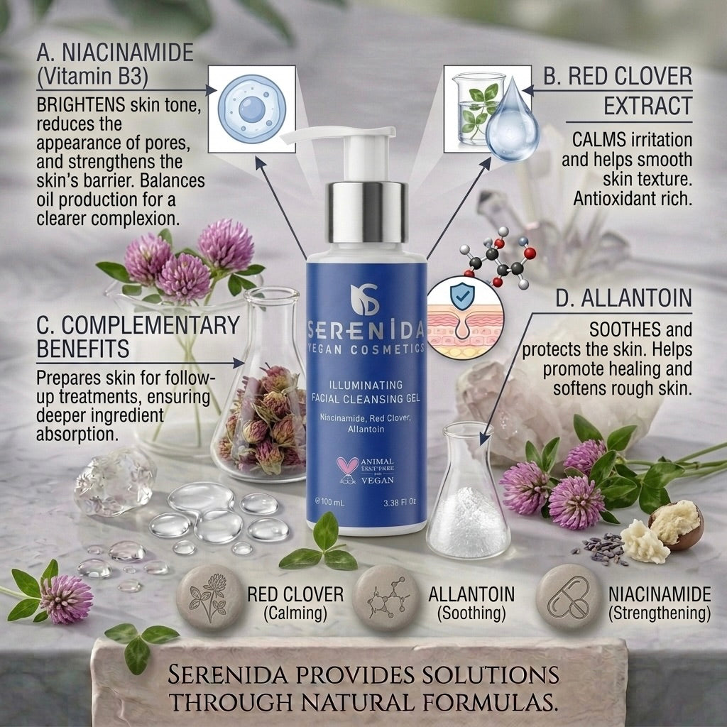 Serenida Illuminating Facial Cleansing Gel, Vegan Brightening Face Wash (100ml)
