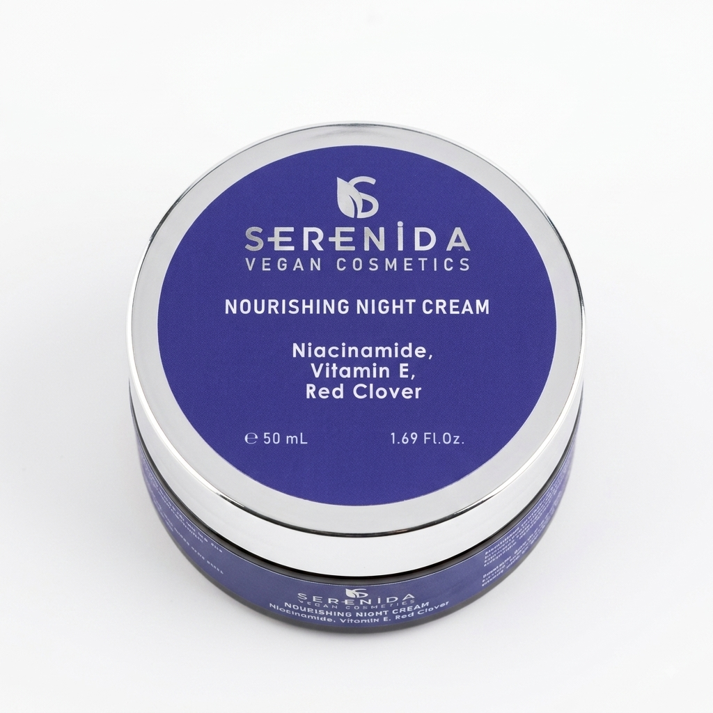 Serenida Vegan Night Cream, Niacinamide, Vitamin E, Anti-Aging Moisturizer (50ml)