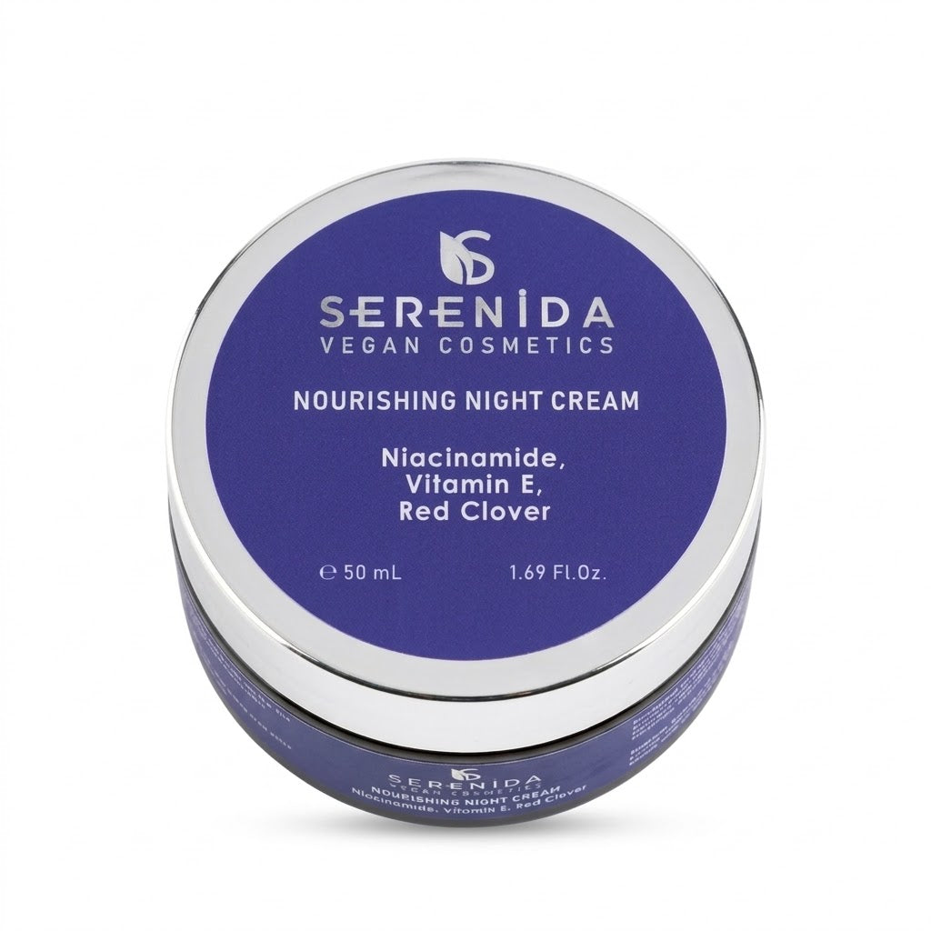 Serenida Vegan Night Cream, Niacinamide, Vitamin E, Anti-Aging Moisturizer (50ml)