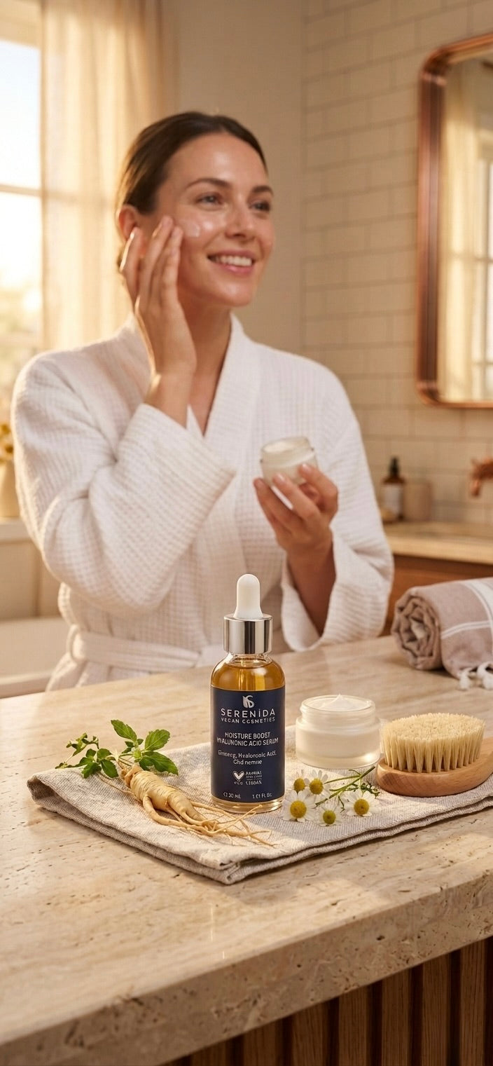 Serenida Hyaluronic Acid Serum, Vegan Moisture Boost with Chamomile, Ginseng (30ml)
